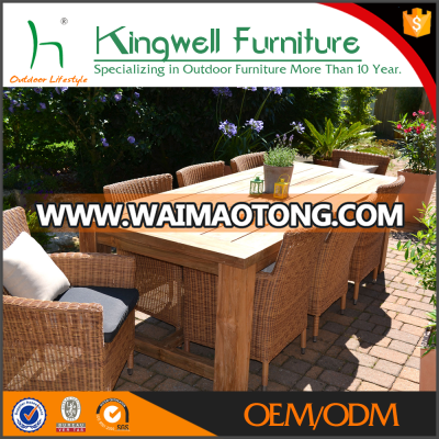 Latest wooden furniture designs table and round wicker chairs